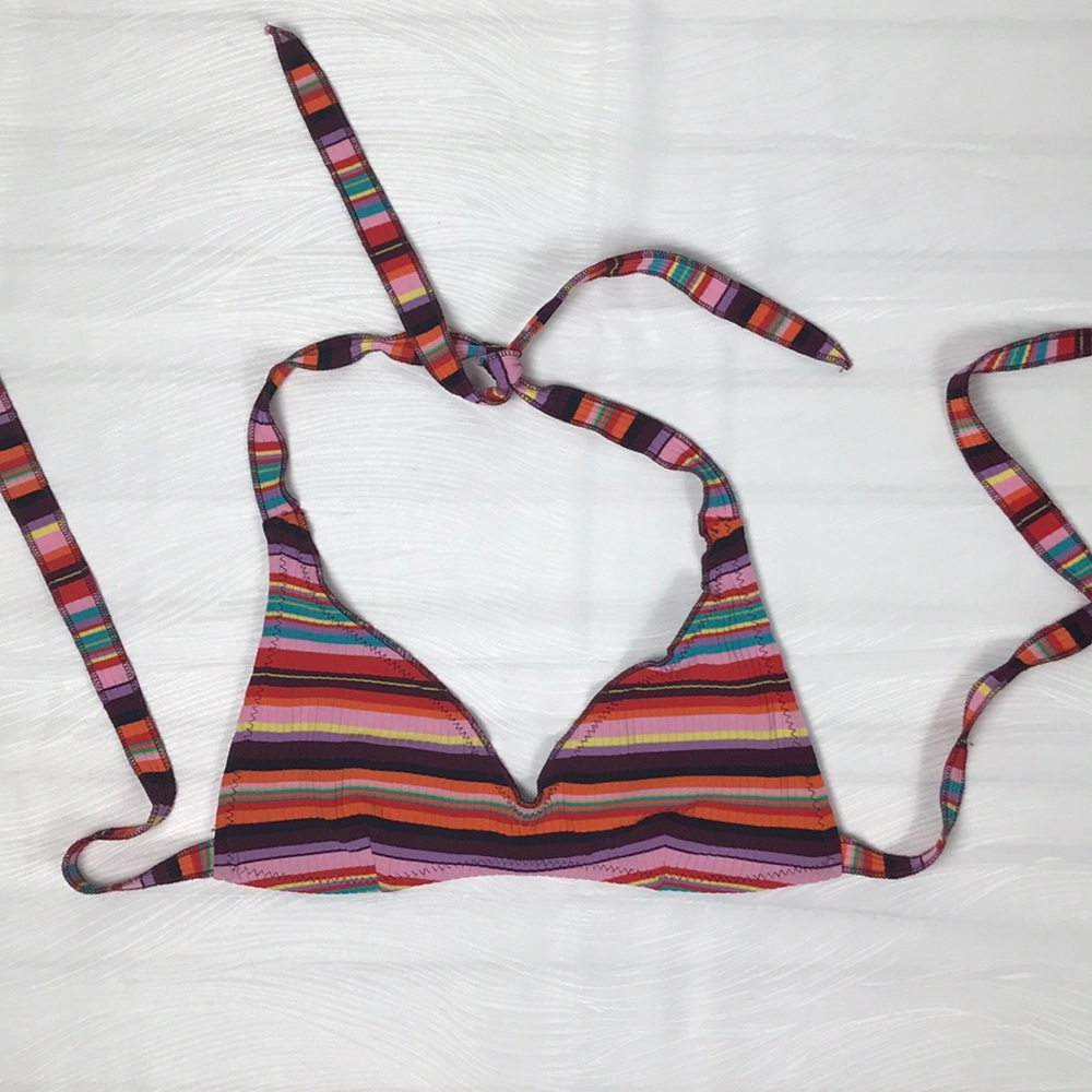 Becca Striped Bikini Top Size Large